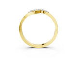 Yellow gold Five-Stone Round Diamond Crossover Band with Prong Setting_24