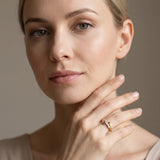 Yellow gold Five-Stone Round Diamond Crossover Band with Prong Setting_34