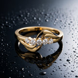 Yellow gold Five-Stone Round Diamond Crossover Band with Prong Setting_36