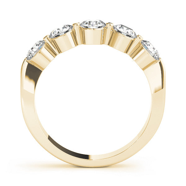 Yellow gold Five-Stone Round Diamond Half-Eternity Band with Prong Setting 1