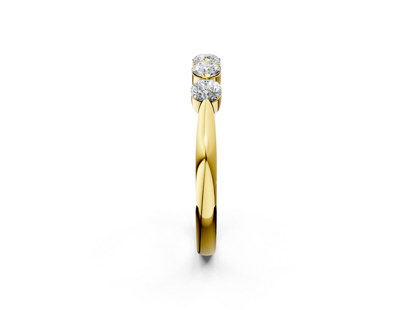 Yellow gold Five-Stone Round Diamond Half-Eternity Band with Prong Setting