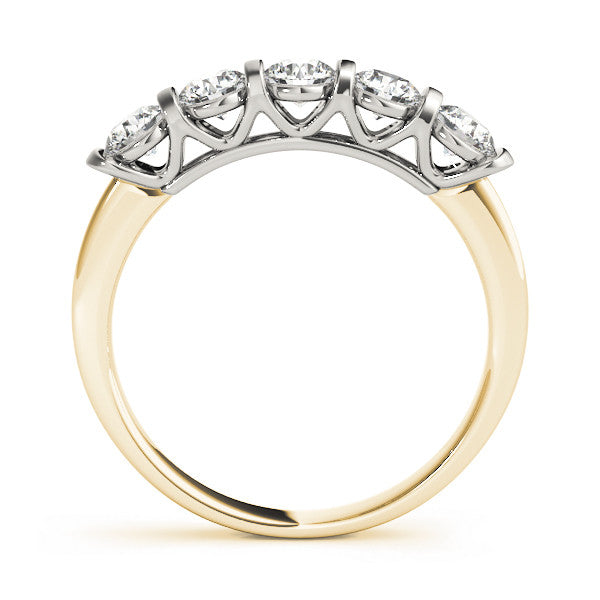 Yellow gold Five-Stone Round Diamond Half-Eternity Bar-Set Ring 1