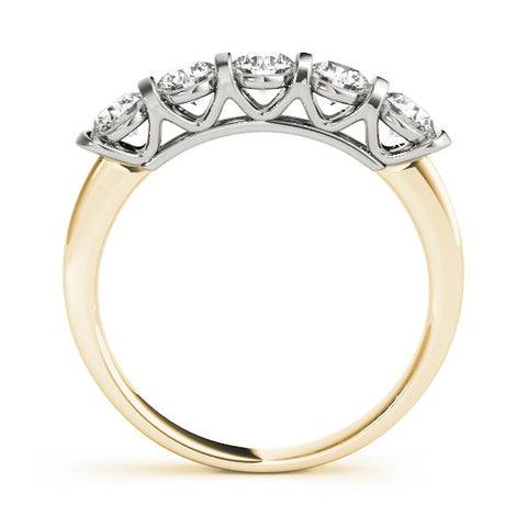 Yellow gold Five-Stone Round Diamond Half-Eternity Bar-Set Ring 1