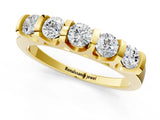Yellow gold Five-Stone Round Diamond Half-Eternity Bar-Set Ring_5