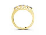 Yellow gold Five-Stone Round Diamond Half-Eternity Bar-Set Ring_7