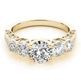 Yellow gold Five-Stone Round Diamond Pave Band with Prong Setting 1