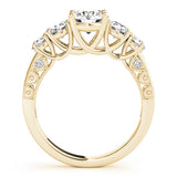 Yellow gold Five-Stone Round Diamond Pave Band with Prong Setting 2