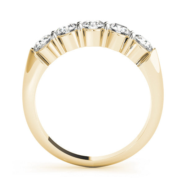 Yellow gold Five-Stone Round Diamond Prong Set Half-Eternity Band 1