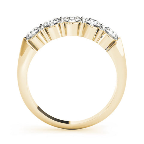 Yellow gold Five-Stone Round Diamond Prong Set Half-Eternity Band 1