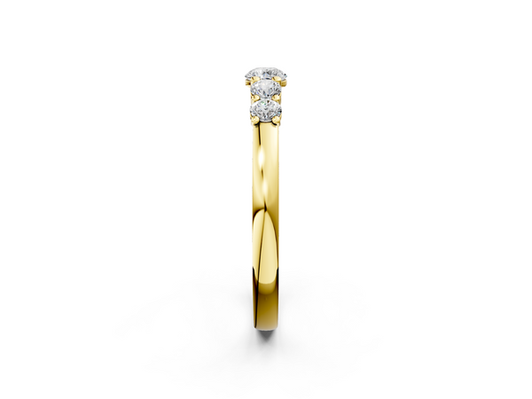 Yellow gold Five-Stone Round Diamond Prong Set Half Eternity Band