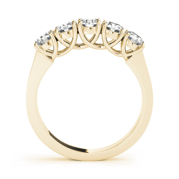 Yellow gold Five-Stone Round Diamond Prong-Set White Gold Band 1