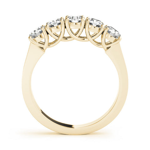 Yellow gold Five-Stone Round Diamond Prong-Set White Gold Band 1