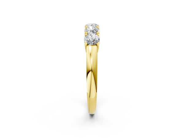 Yellow gold Five-Stone Round Diamond Prong Set White Gold Band