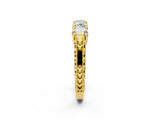 Yellow gold Five-Stone Round Diamond Shared Prong Milgrain Band_6