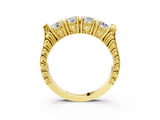 Yellow gold Five-Stone Round Diamond Shared Prong Milgrain Band_7