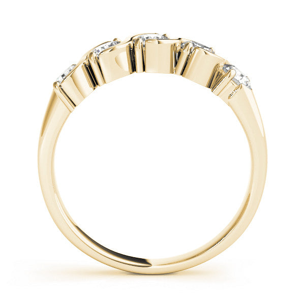 Yellow gold Five-Stone Round Diamond Wave Band with Shared Prong Setting 1