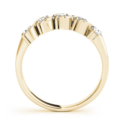 Yellow gold Five-Stone Round Diamond Wave Band with Shared Prong Setting 1