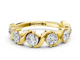 Yellow gold Five-Stone Round Diamond Wave Band with Shared Prong Setting_4