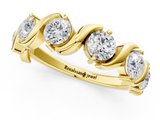 Yellow gold Five-Stone Round Diamond Wave Band with Shared Prong Setting_5