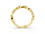 Yellow gold Five-Stone Round Diamond Wave Band with Shared Prong Setting_7