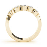 Yellow gold Five-Stone Round Diamond Wave Prong Setting White Gold Band 1