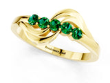 Yellow gold Five-Stone Round Emerald Crossover Band with Prong Setting_19