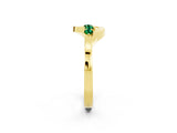 Yellow gold Five-Stone Round Emerald Crossover Band with Prong Setting_20