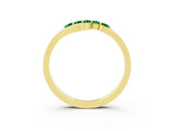 Yellow gold Five-Stone Round Emerald Crossover Band with Prong Setting_21
