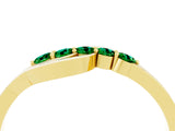 Yellow gold Five-Stone Round Emerald Crossover Band with Prong Setting_22