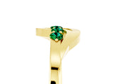 Yellow gold Five-Stone Round Emerald Crossover Band with Prong Setting_23