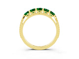 Yellow gold Five-Stone Round Emerald Prong-Set Band_21