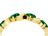 Yellow gold Five-Stone Round Emerald Wave Band with Shared Prong Setting_10