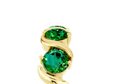 Yellow gold Five-Stone Round Emerald Wave Band with Shared Prong Setting_11