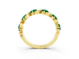 Yellow gold Five-Stone Round Emerald Wave Band with Shared Prong Setting_9
