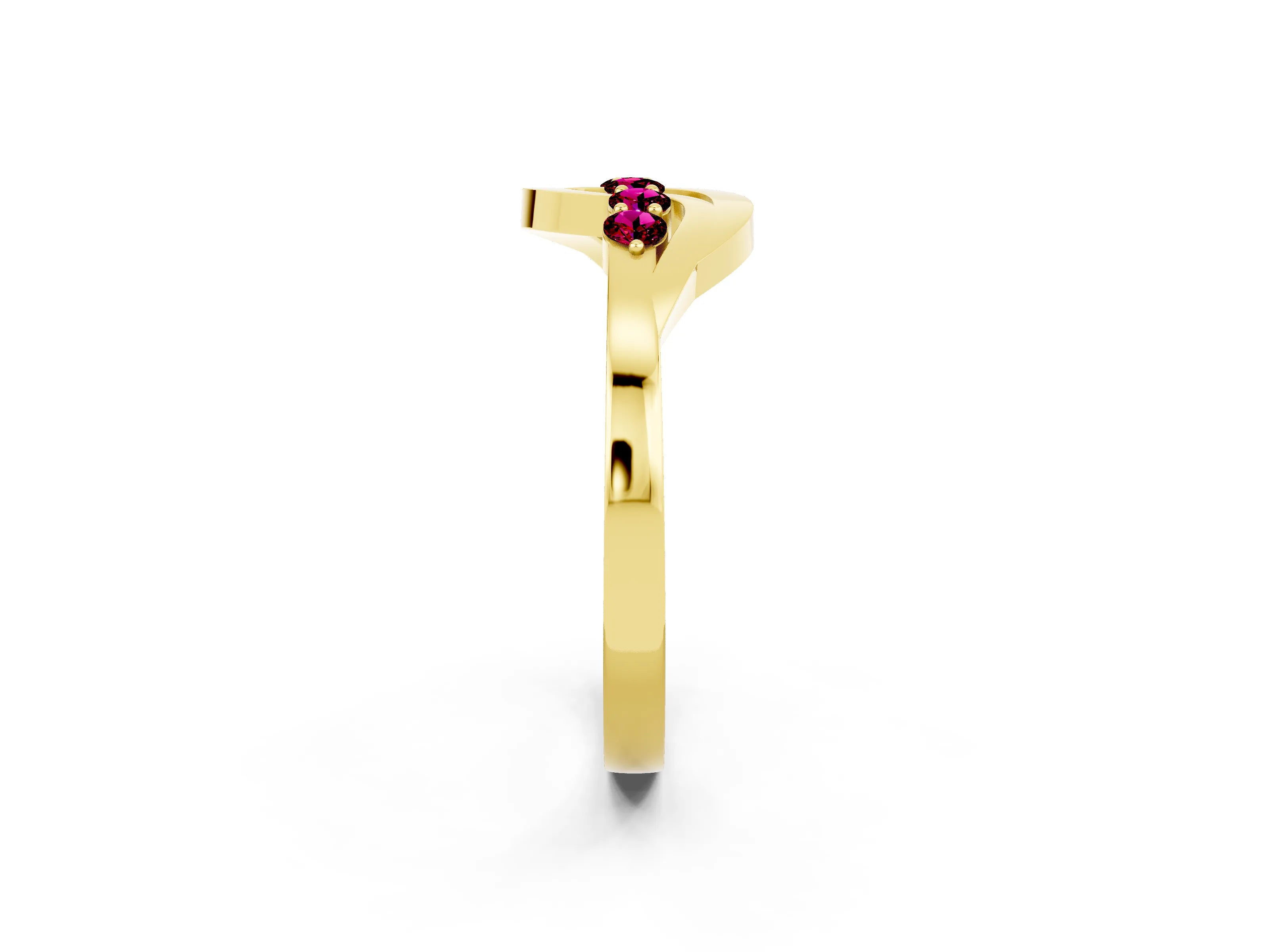 Yellow gold Five-Stone Round Garnet Crossover Band with Prong Setting_20