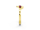 Yellow gold Five-Stone Round Garnet Crossover Band with Prong Setting_20
