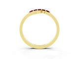 Yellow gold Five-Stone Round Garnet Crossover Band with Prong Setting_21