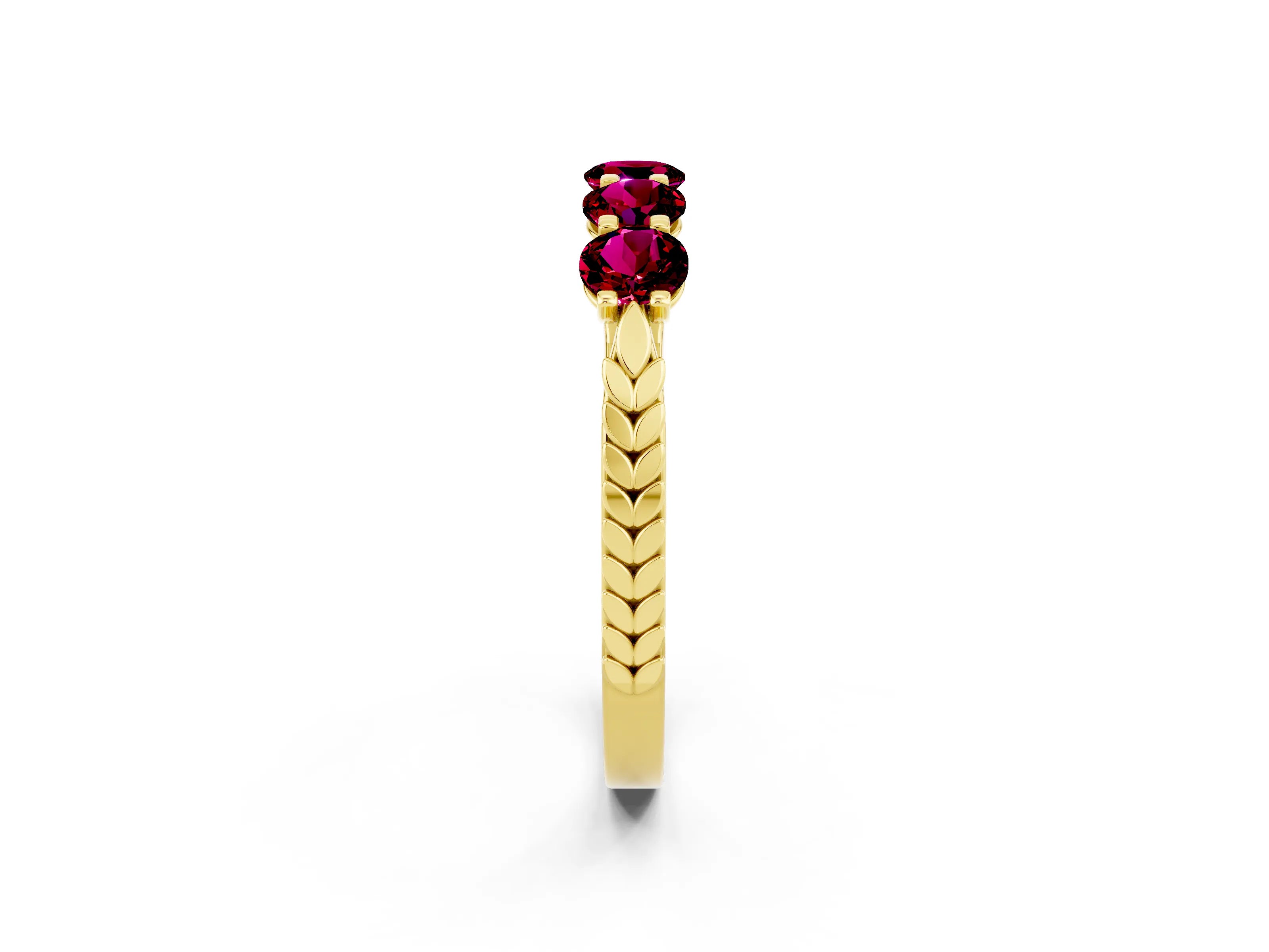 Yellow gold Five-Stone Round Garnet Prong-Set Band_20
