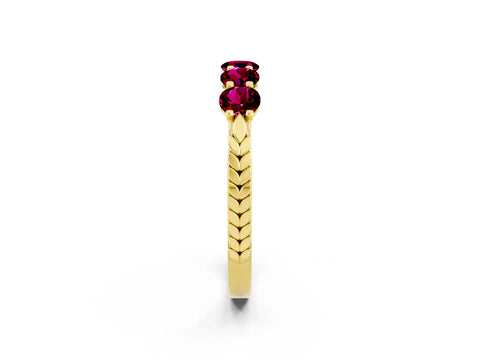 Yellow gold Five-Stone Round Garnet Prong-Set Band_20