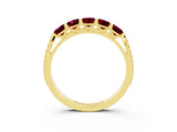 Yellow gold Five-Stone Round Garnet Prong-Set Band_21