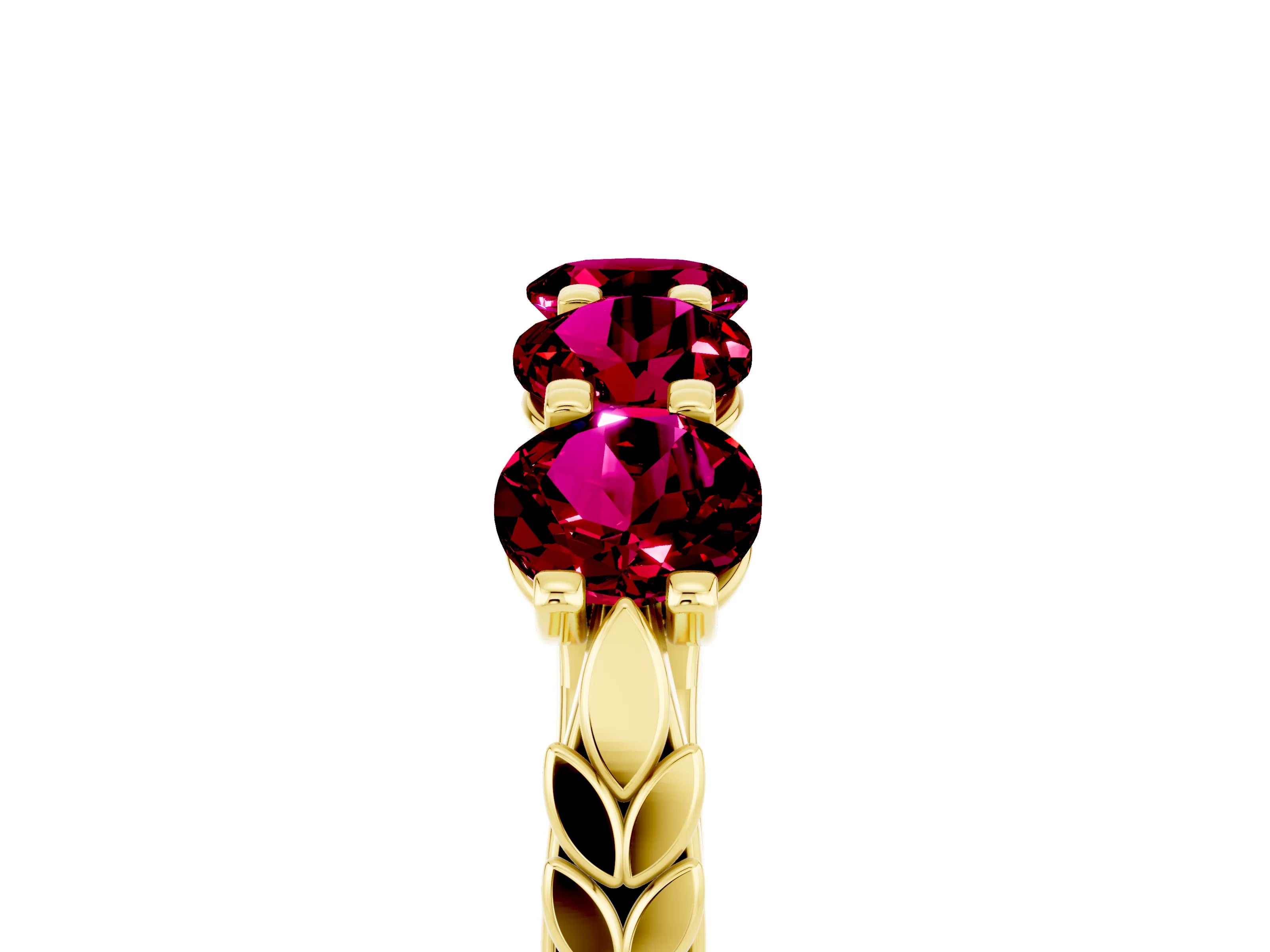 Yellow gold Five-Stone Round Garnet Prong-Set Band_23