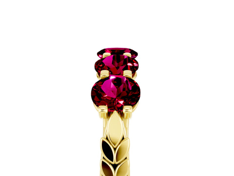 Yellow gold Five-Stone Round Garnet Prong-Set Band_23