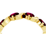 Yellow gold Five-Stone Round Garnet Wave Band with Shared Prong Setting_10
