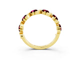 Yellow gold Five-Stone Round Garnet Wave Band with Shared Prong Setting_9