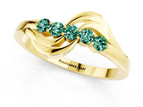 Yellow gold Five-Stone Round Green Sapphire Crossover Band with Prong Setting_19