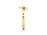 Yellow gold Five-Stone Round Green Sapphire Crossover Band with Prong Setting_20