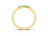 Yellow gold Five-Stone Round Green Sapphire Crossover Band with Prong Setting_21