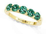 Yellow gold Five-Stone Round Green Sapphire Prong-Set Band_19