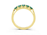 Yellow gold Five-Stone Round Green Sapphire Prong-Set Band_21