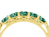 Yellow gold Five-Stone Round Green Sapphire Prong-Set Band_22
